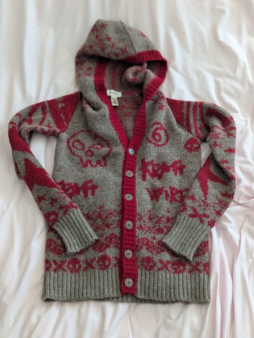 Diesel Black Mohair Alpaca Skull Cardigan S